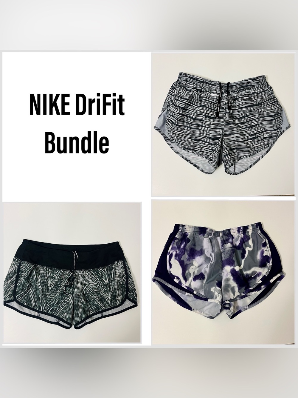 Nike Women's Dri-FIT Running Shorts - Black, Gray, Purple Size Small